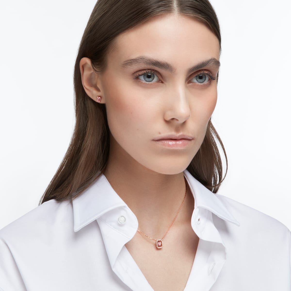Swarovski - Millenia Set, Swarovski Zirkonia im Oktagon-Schliff, Rosa, Rosegold-Legierungsschicht - CRYSTAL UNTERBERGER