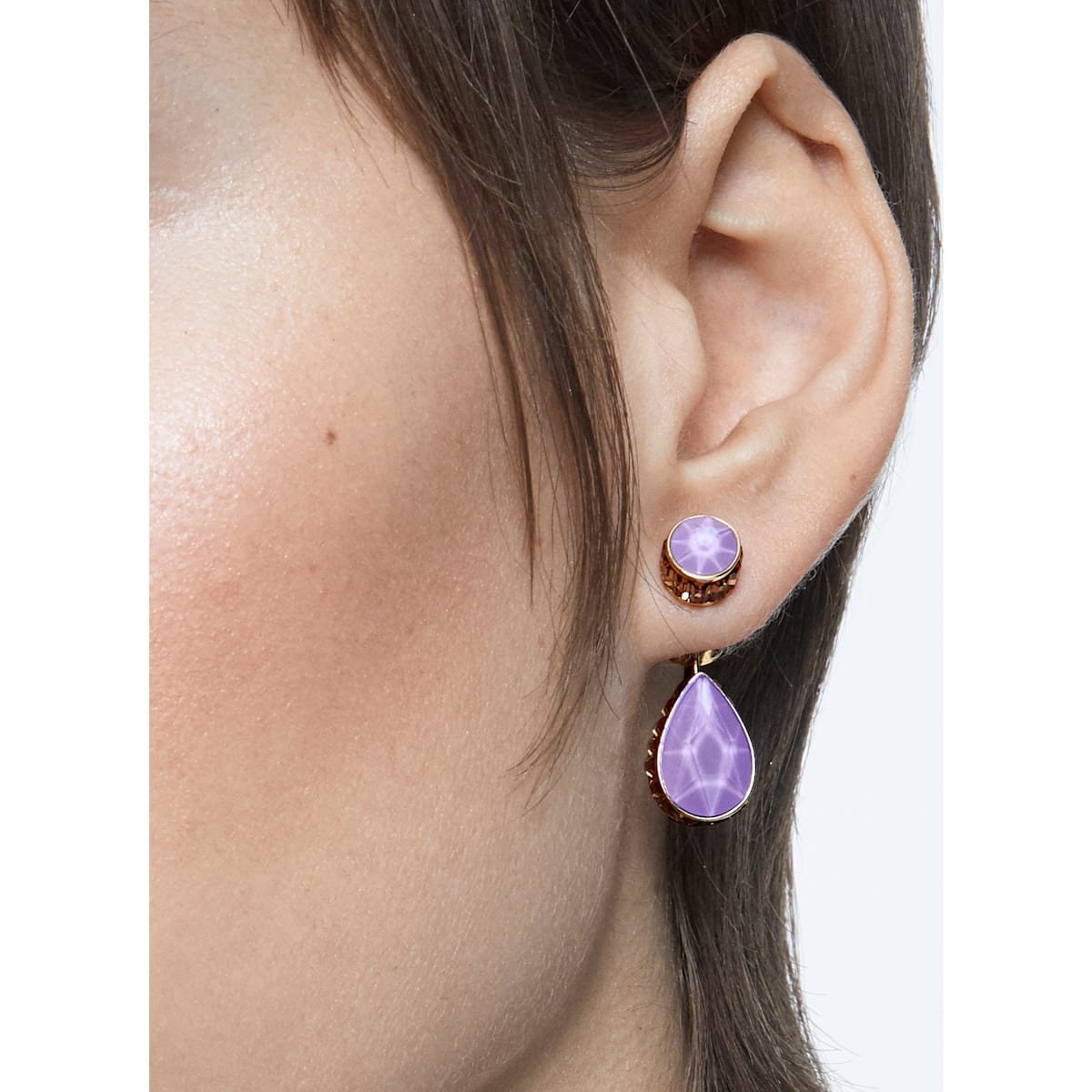 Swarovski - Orbita Ohrringe, Asymmetrisch, Kristall im Tropfenschliff, Mehrfarbig, Goldlegierungsschicht - CRYSTAL UNTERBERGER
