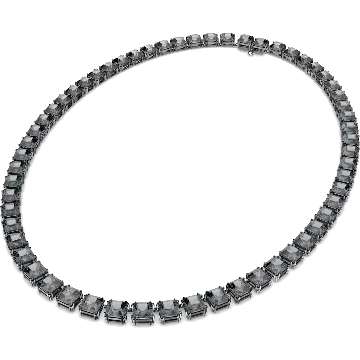 Swarovski - Millenia Halskette, Kristalle im Quadrat-Schliff, Grau, Rhodiniert - CRYSTAL UNTERBERGER