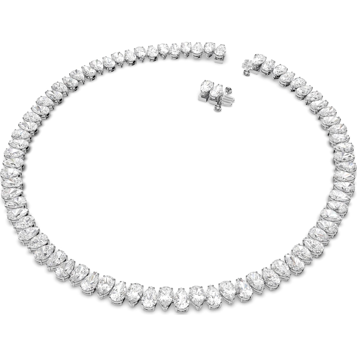 Swarovski - Millenia Halskette, Swarovski Zirkonia im Tropfenschliff, Weiß, Rhodiniert - CRYSTAL UNTERBERGER