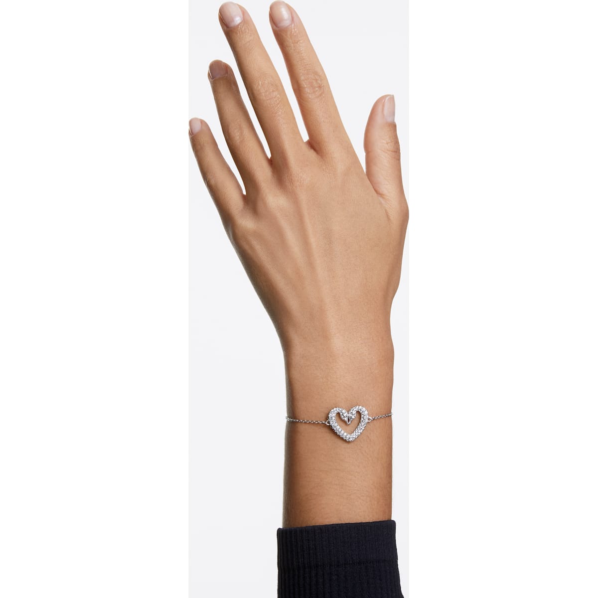 Swarovski - Una Armband, Herz, Klein, Weiß, Rhodiniert - CRYSTAL UNTERBERGER