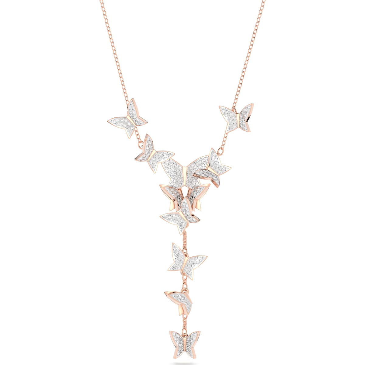 Swarovski - Lilia Y-Halskette Schmetterling, Weiß, Rhodiniert - CRYSTAL UNTERBERGER