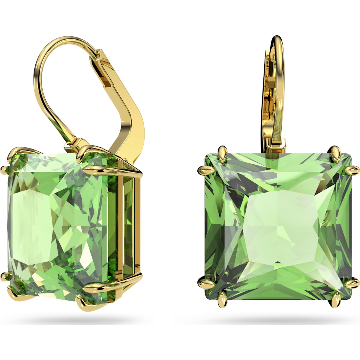 Swarovski - Millenia Drop-Ohrhänger Kissenschliff, Grün, Goldlegierungsschicht - CRYSTAL UNTERBERGER