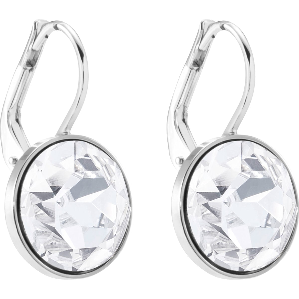 Swarovski - Bella Ohrringe, Rund, Klein, Weiss, Rhodiniert - CRYSTAL UNTERBERGER