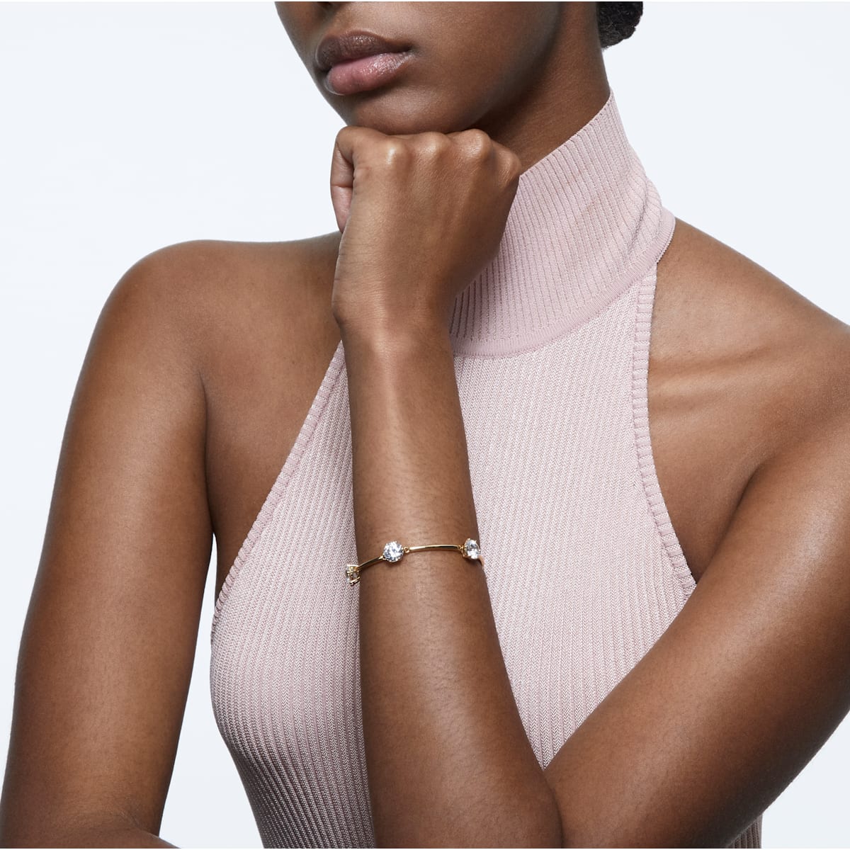 Swarovski - Constella Armband Rundschliff, Weiß, Glänzende Goldton-Beschichtung - CRYSTAL UNTERBERGER