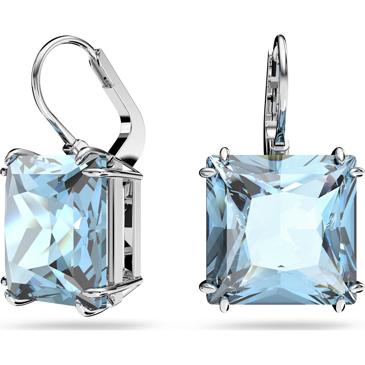 Swarovski - Millenia Drop-Ohrhänger Square-Schliff, Blau, Rhodiniert - CRYSTAL UNTERBERGER