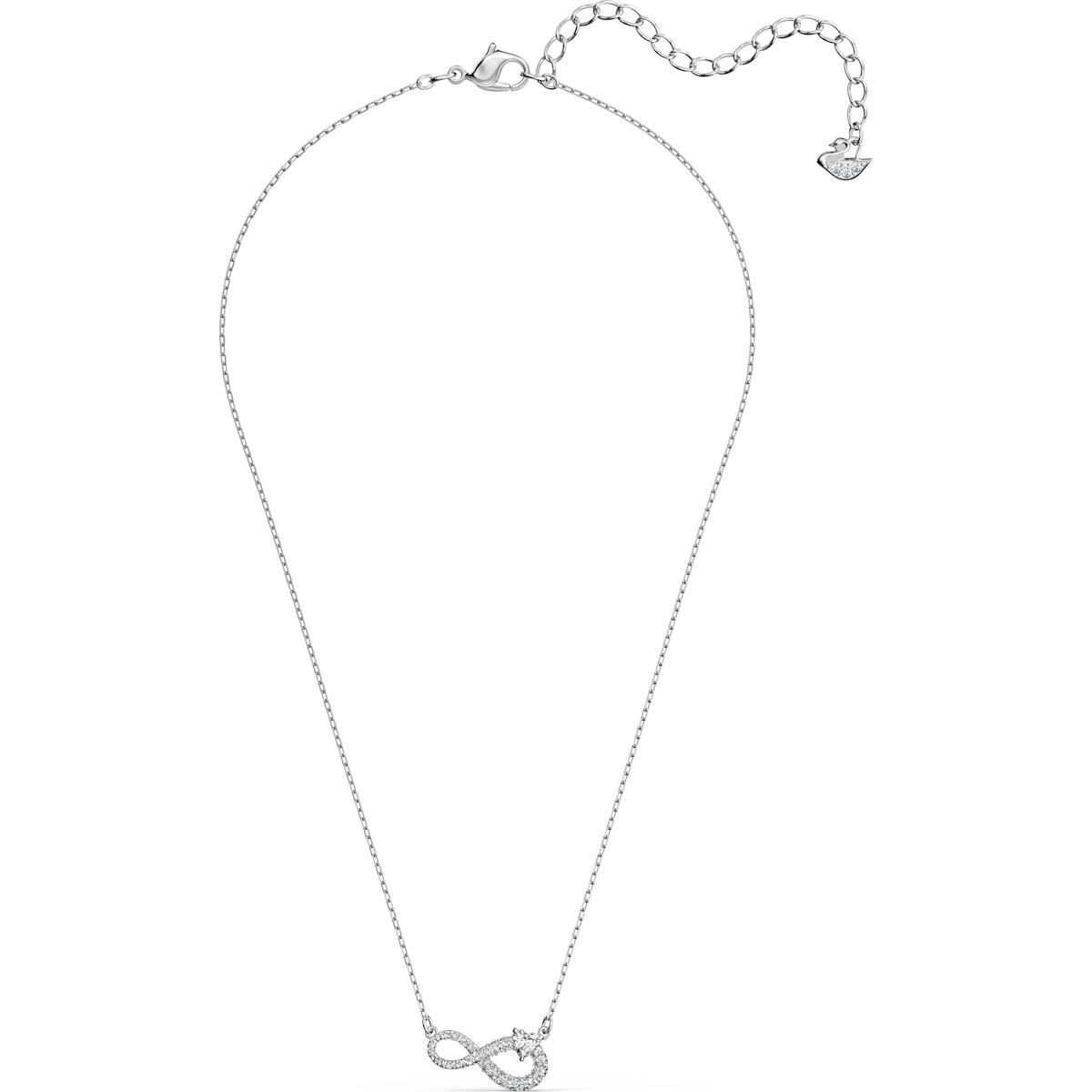 Swarovski - Swarovski Infinity Halskette, Unendlichkeit, Weiss, Rhodiniert - CRYSTAL UNTERBERGER
