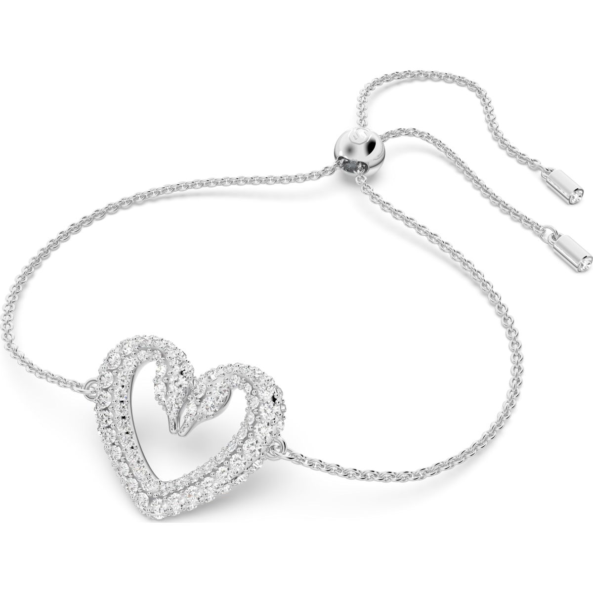 Swarovski - Una Armband, Herz, Klein, Weiß, Rhodiniert - CRYSTAL UNTERBERGER