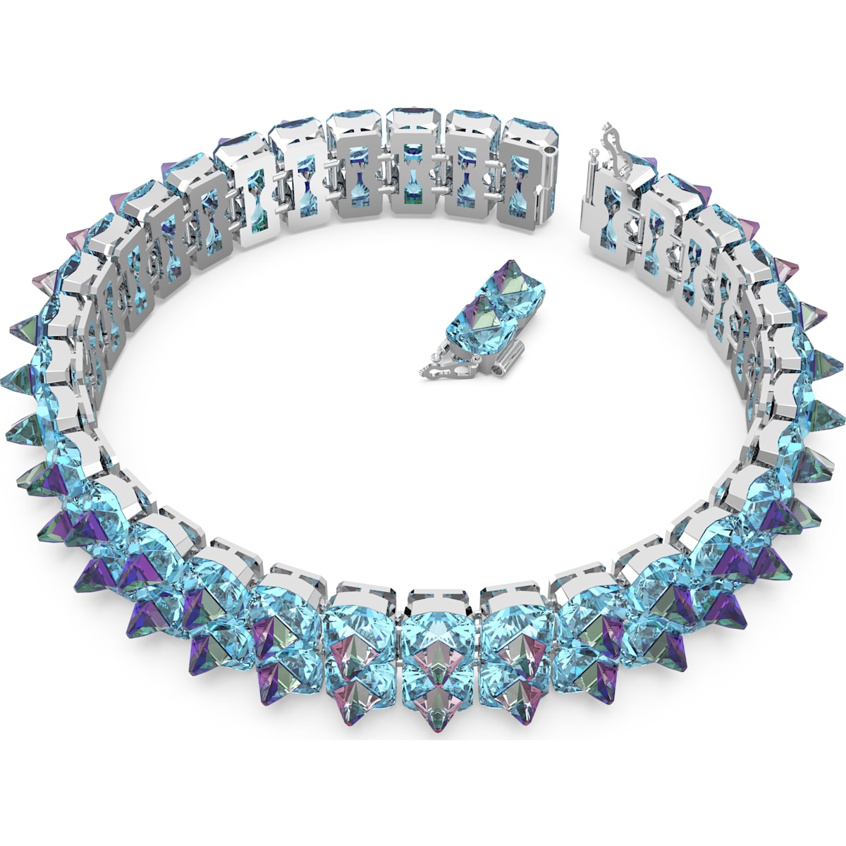 Swarovski - Chroma Halsband, Spike-Kristalle, Blau, Rhodiniert - CRYSTAL UNTERBERGER