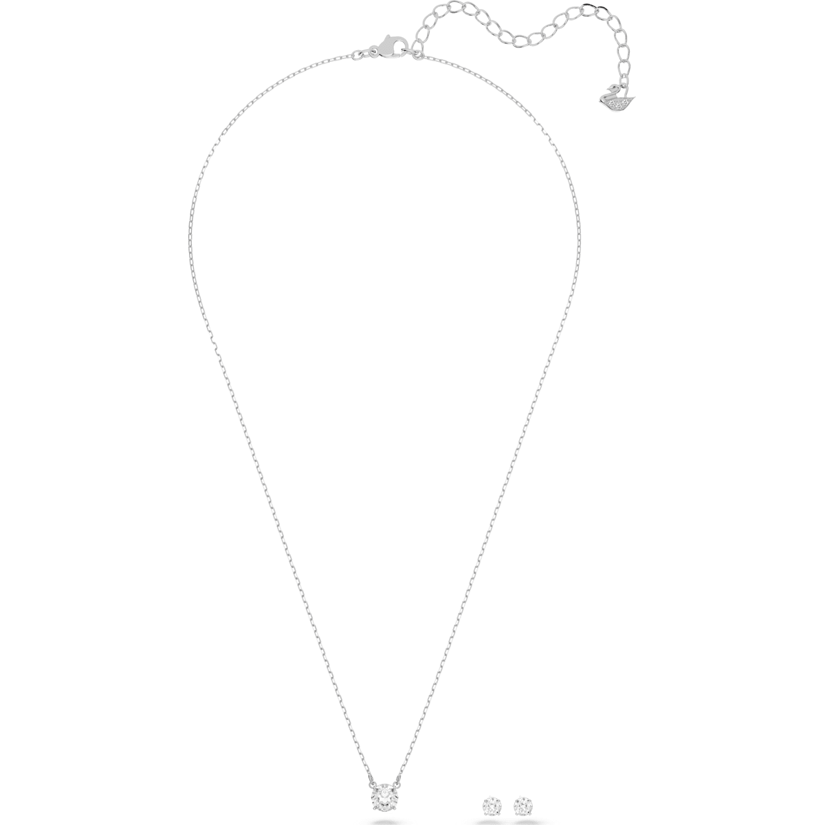 Swarovski - Attract Set, Rund, Weiss, Rhodiniert - CRYSTAL UNTERBERGER