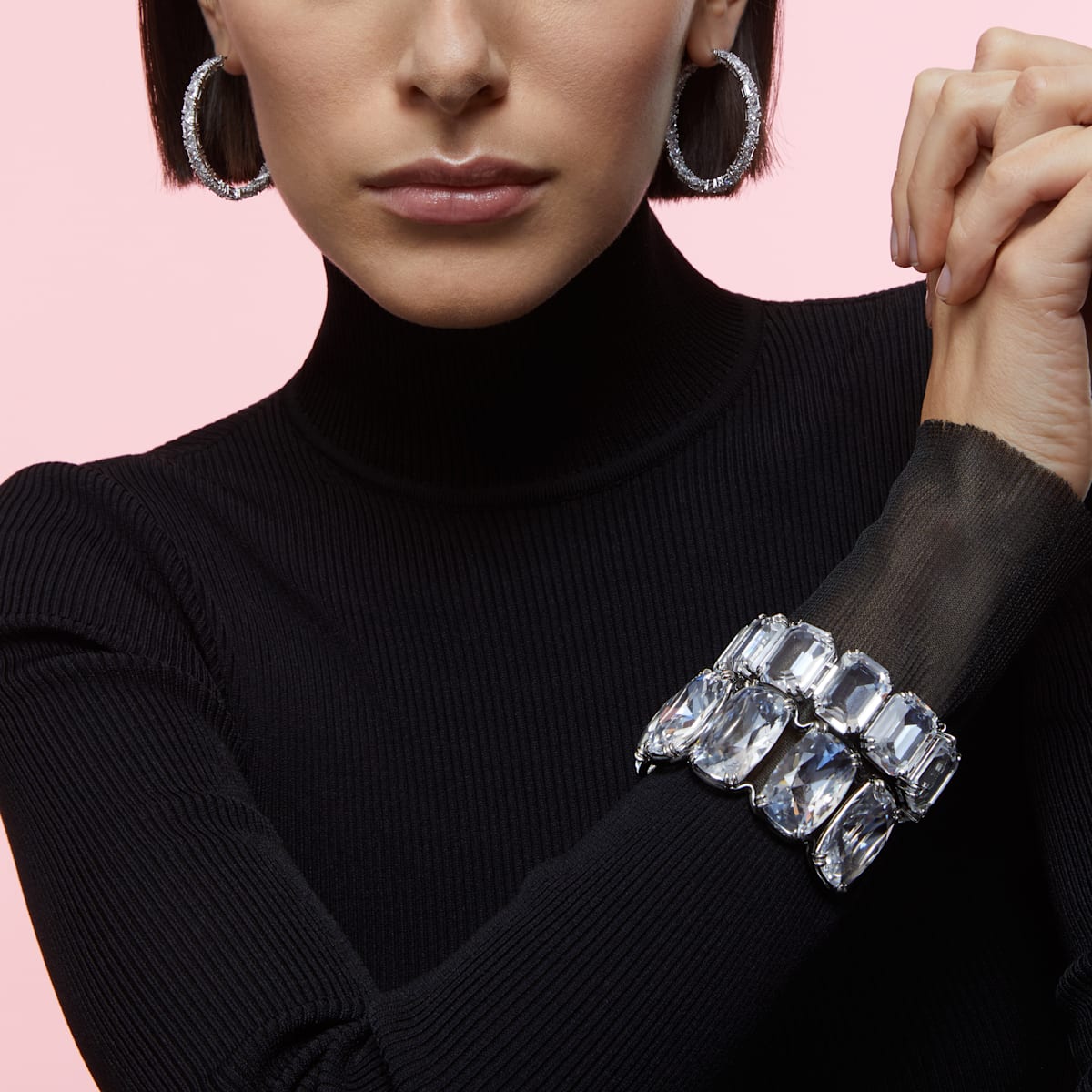 Swarovski - Millenia Armband, Kristalle mit Oktagon-Schliff, Weiss, Rhodiniert - CRYSTAL UNTERBERGER