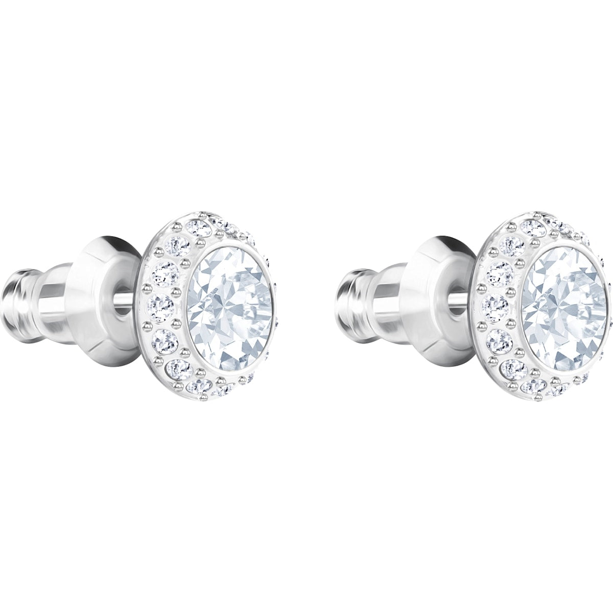 Swarovski - Angelic Ohrstecker, Kristall im Rundschliff, Weiß, Rhodiniert - CRYSTAL UNTERBERGER