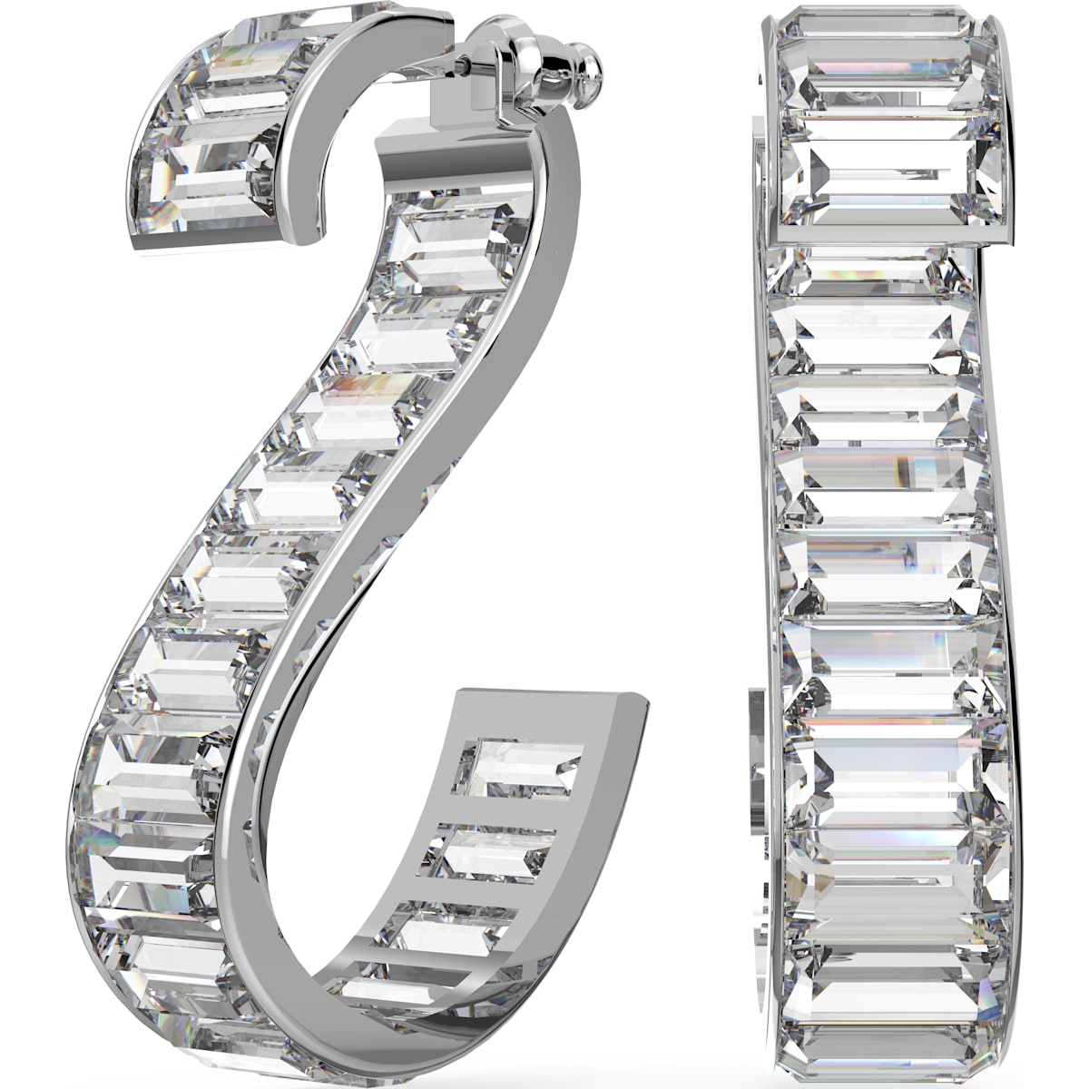 Swarovski - Matrix S Ohrringe, Kristalle im Baguette-Schliff, Weiß, Rhodiniert - CRYSTAL UNTERBERGER