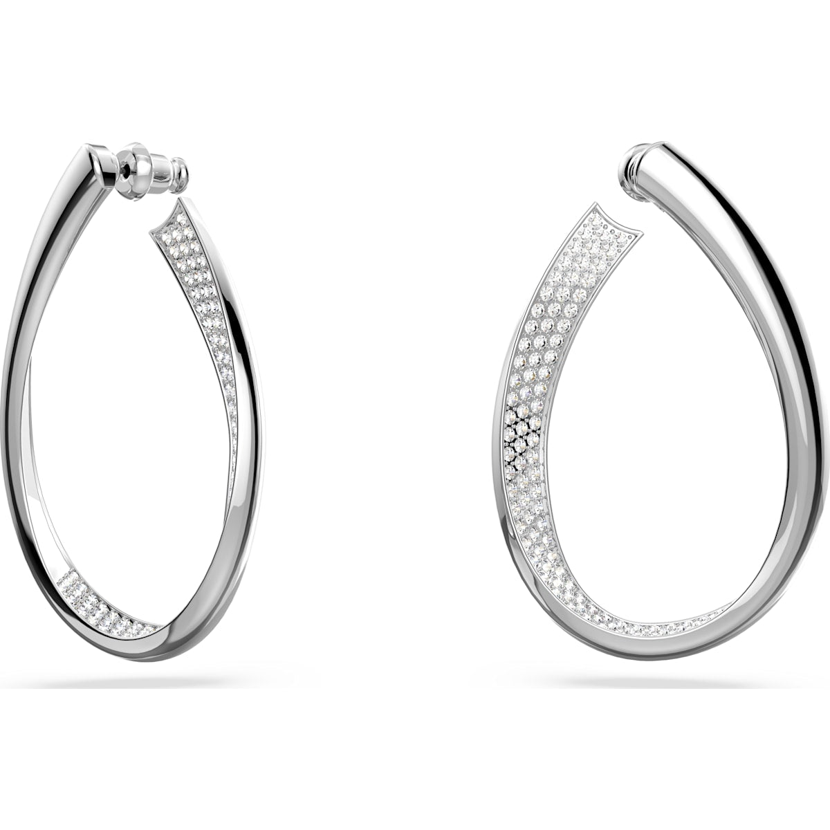 Swarovski - Exist Kreolen Mittel, Weiß, Rhodiniert - CRYSTAL UNTERBERGER