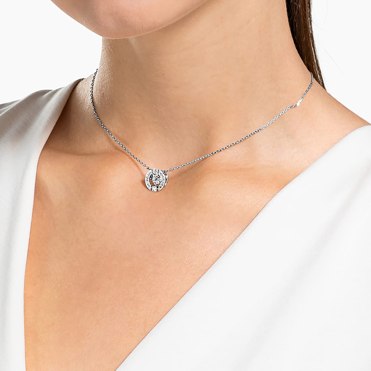 Swarovski - Swarovski Sparkling Dance Halskette, Rund, Weiss, Rhodiniert - CRYSTAL UNTERBERGER