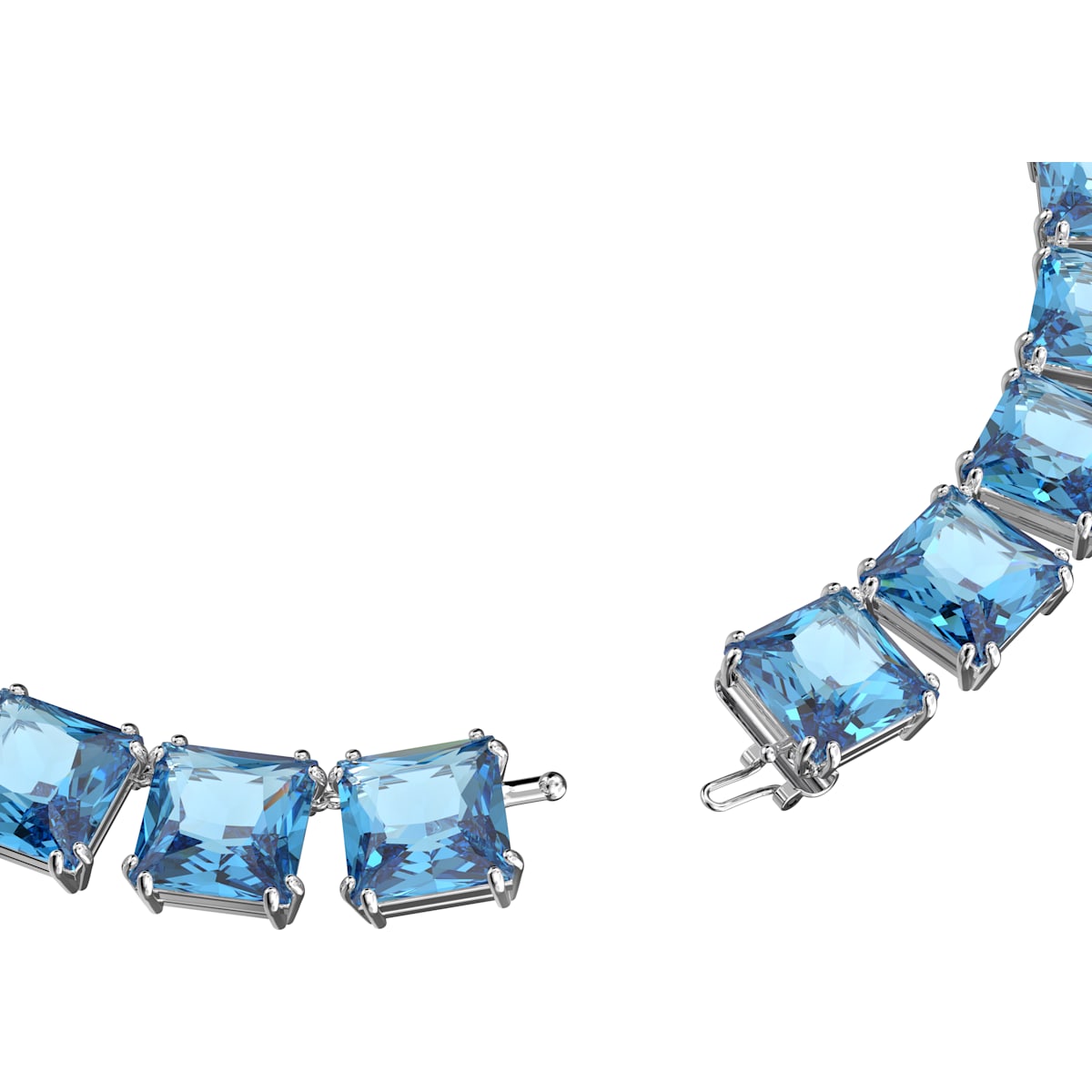 Swarovski - Millenia Halskette, Kristalle im Quadrat-Schliff, Blau, Rhodiniert - CRYSTAL UNTERBERGER