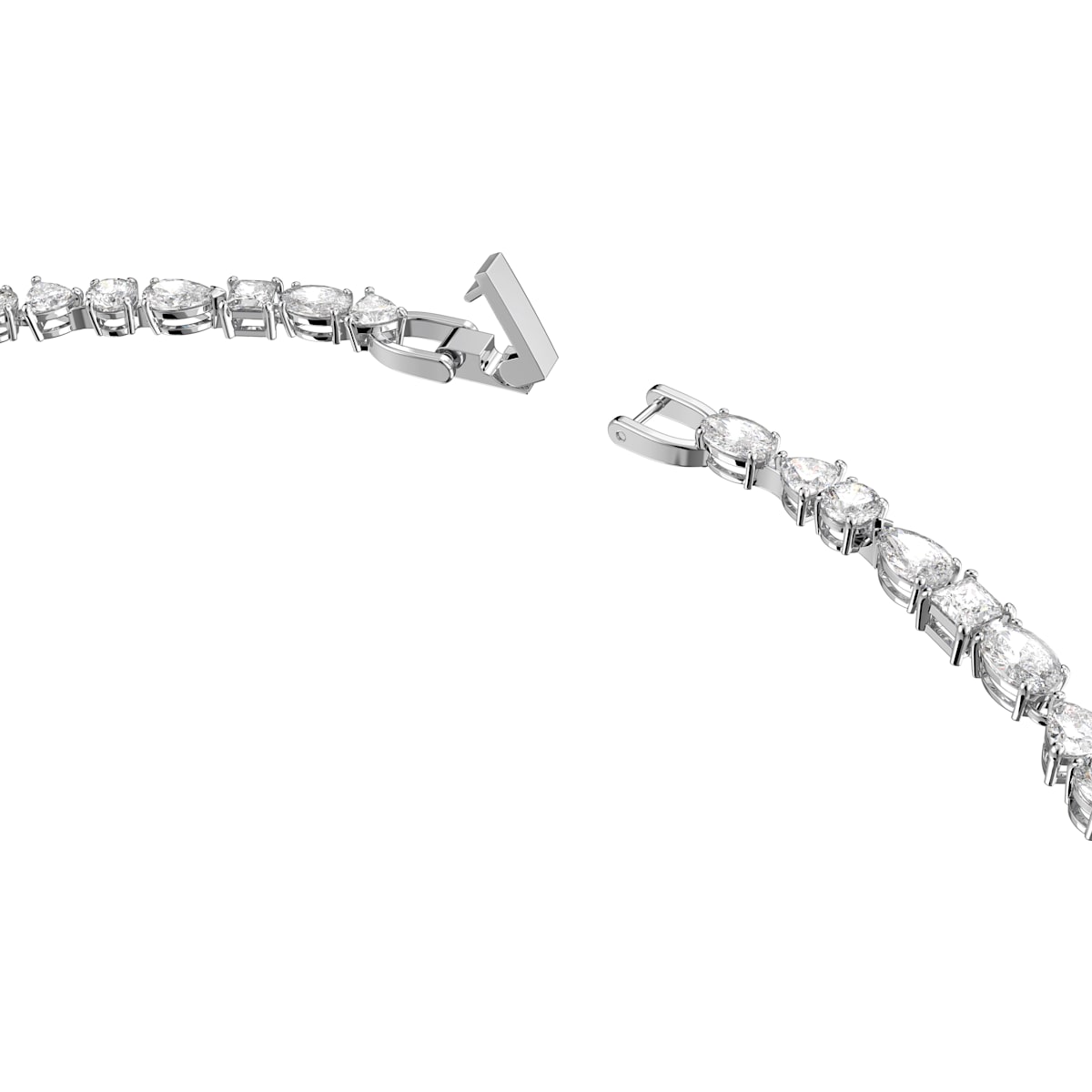 Swarovski - Tennis Deluxe Halskette, Kristalle in einem Mix aus Schliffen, Weiss, Rhodiniert - CRYSTAL UNTERBERGER