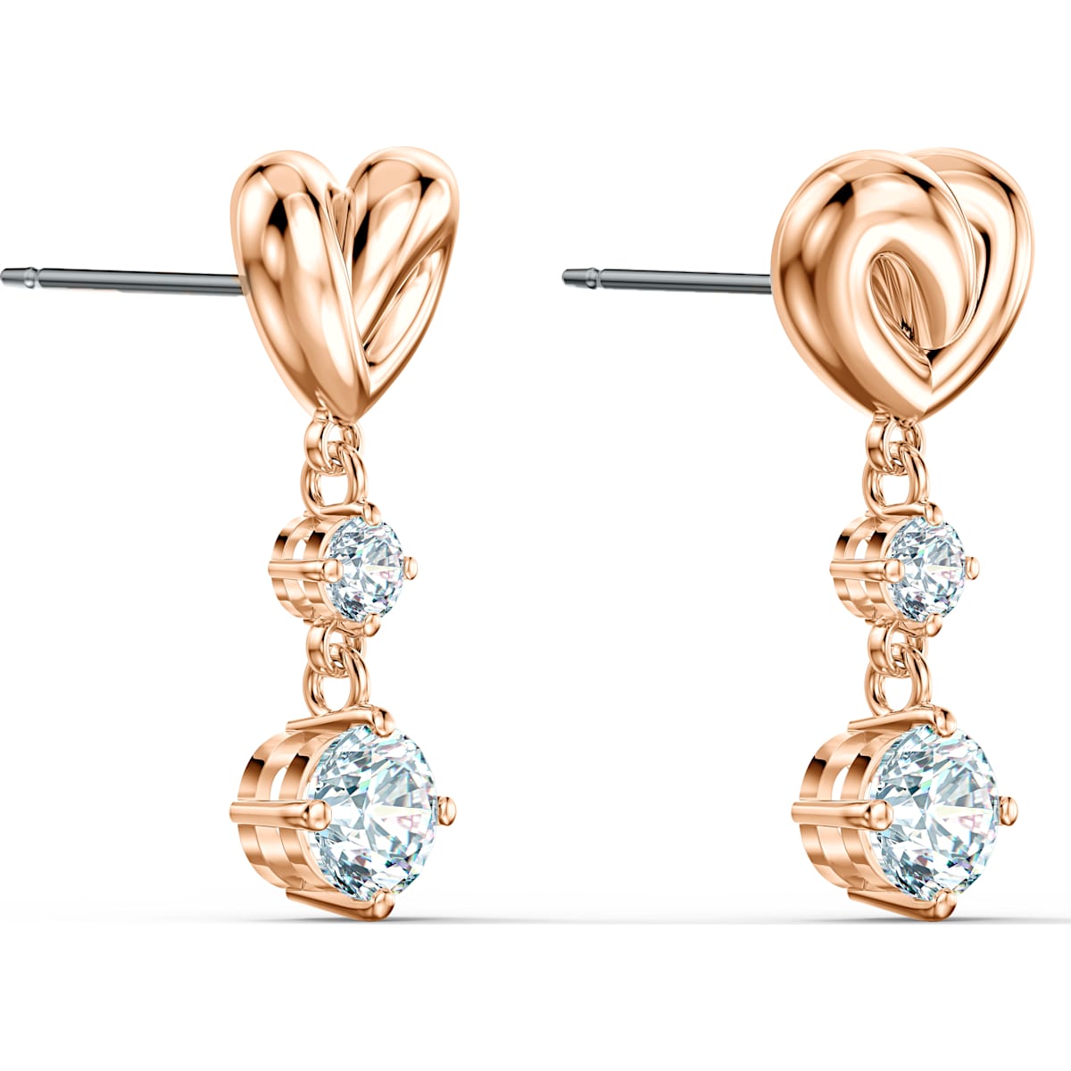 Swarovski - Lifelong Heart Ohrringe, Herz, Weiss, Rosegold-Legierungsschicht - CRYSTAL UNTERBERGER