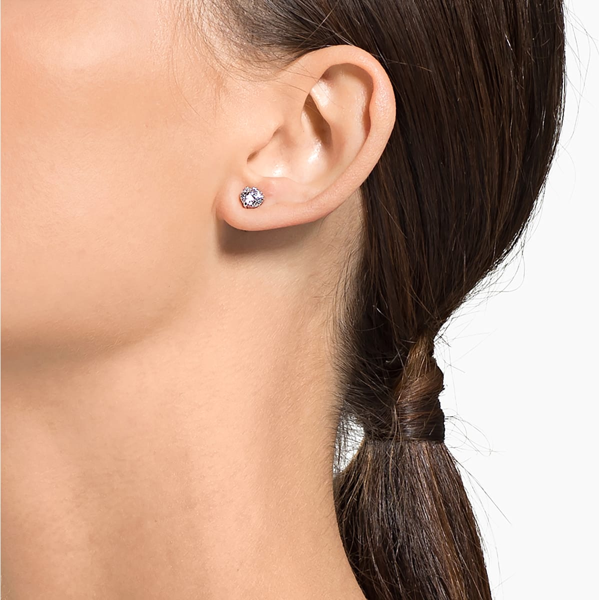 Swarovski - Attract Ohrstecker, Rund, Klein, Weiss, Rhodiniert - CRYSTAL UNTERBERGER
