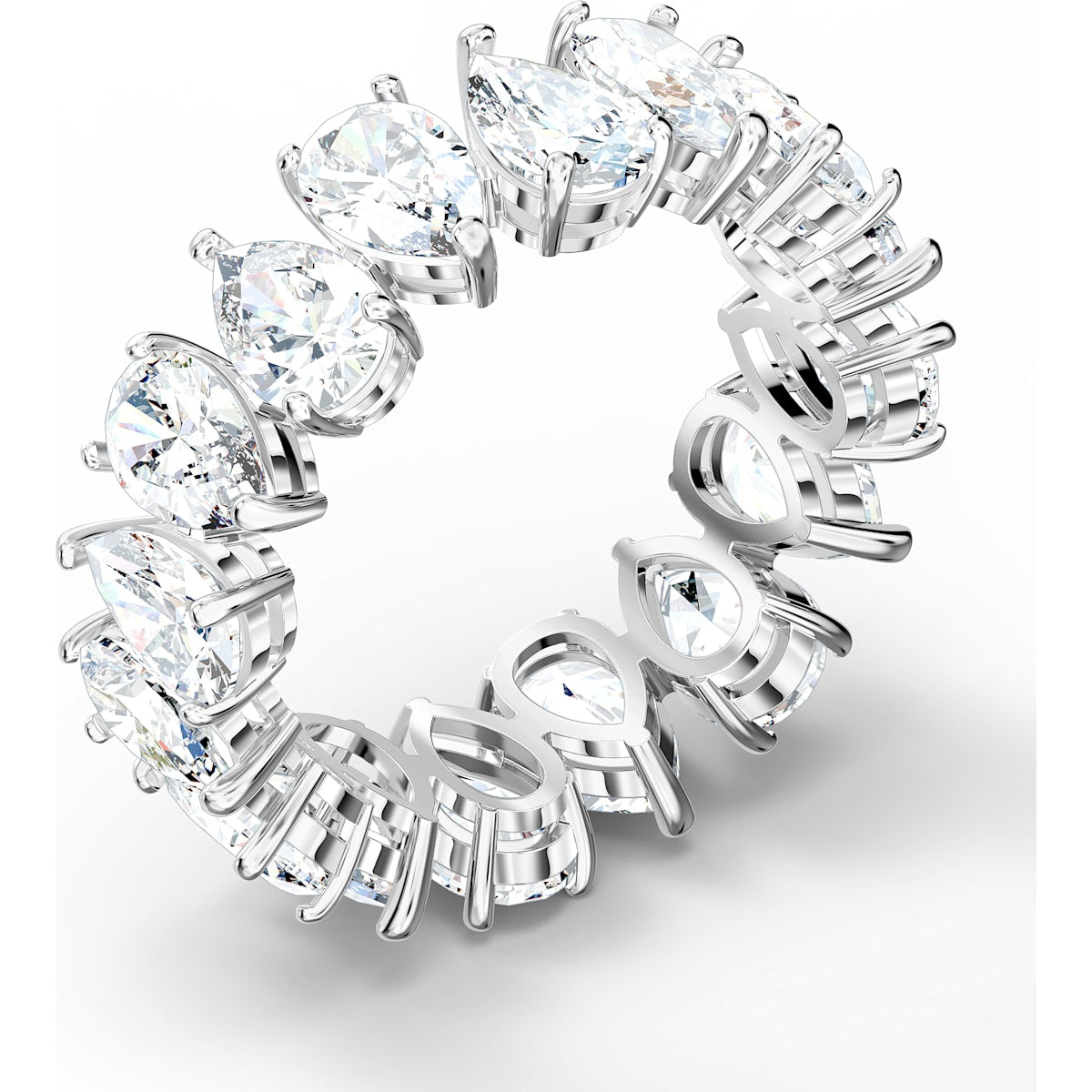 Swarovski - Vittore Breiter Ring, Kristalle im Tropfenschliff, Rhodiniert - CRYSTAL UNTERBERGER