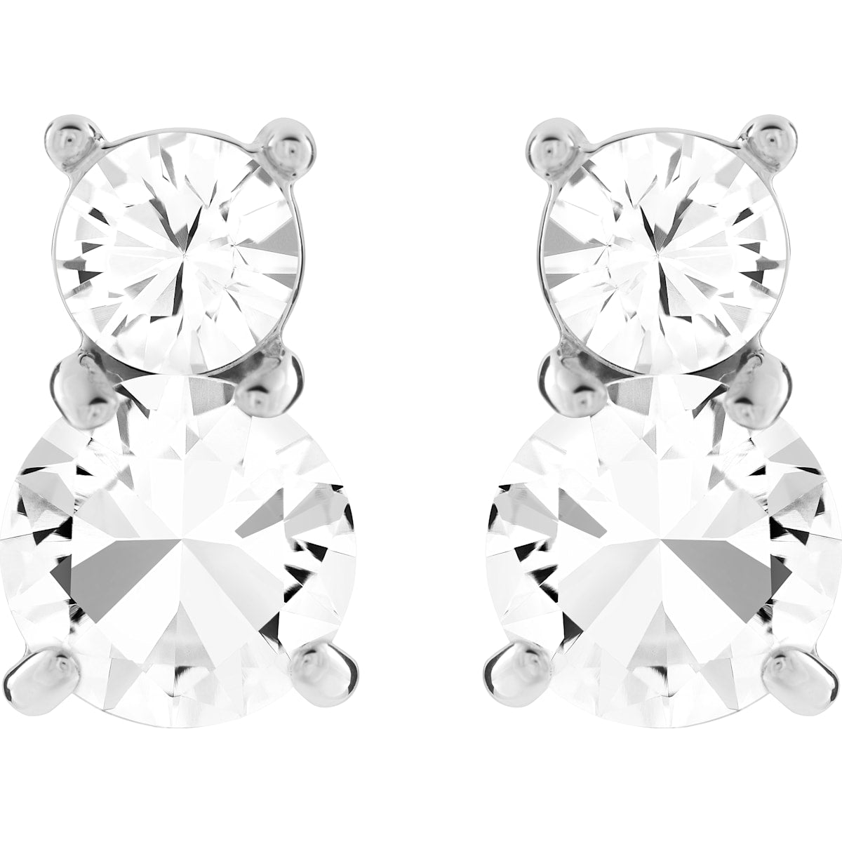 Swarovski - Solitaire Double Ohrringe, Weiss, Goldlegierungsschicht - CRYSTAL UNTERBERGER
