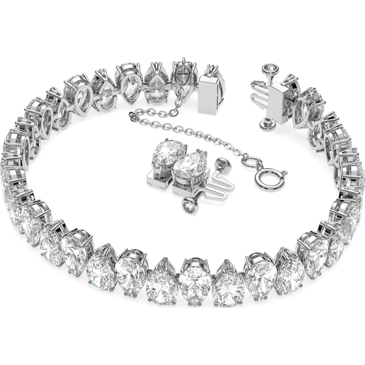 Swarovski - Millenia Armband, Swarovski Zirkonia im Tropfenschliff, Weiß, Rhodiniert - CRYSTAL UNTERBERGER