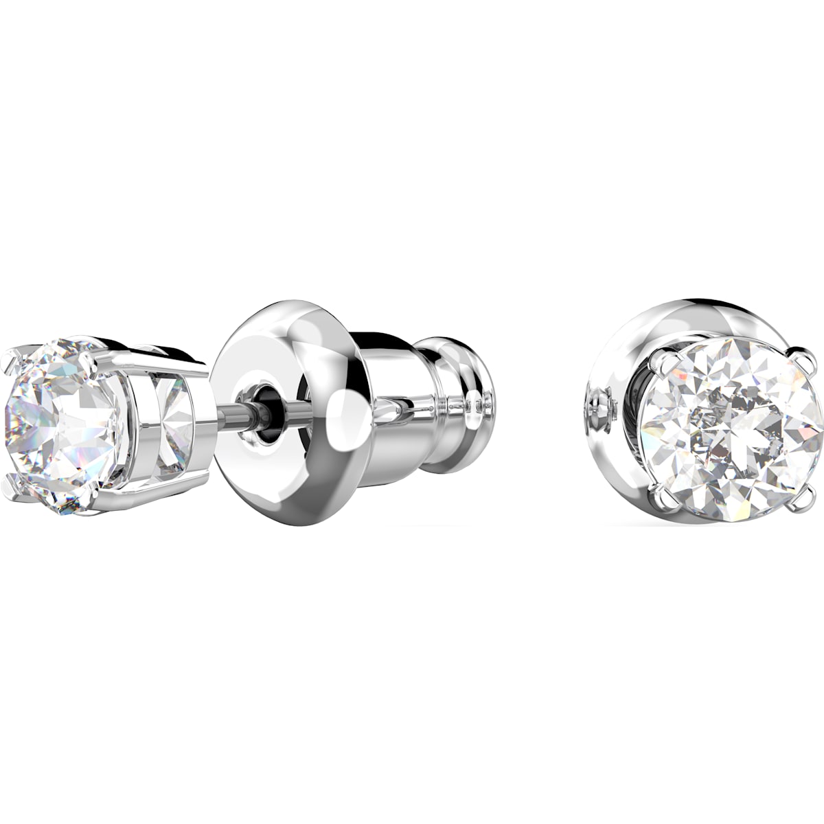 Swarovski - Attract Ohrstecker, Rund, Klein, Weiss, Rhodiniert - CRYSTAL UNTERBERGER