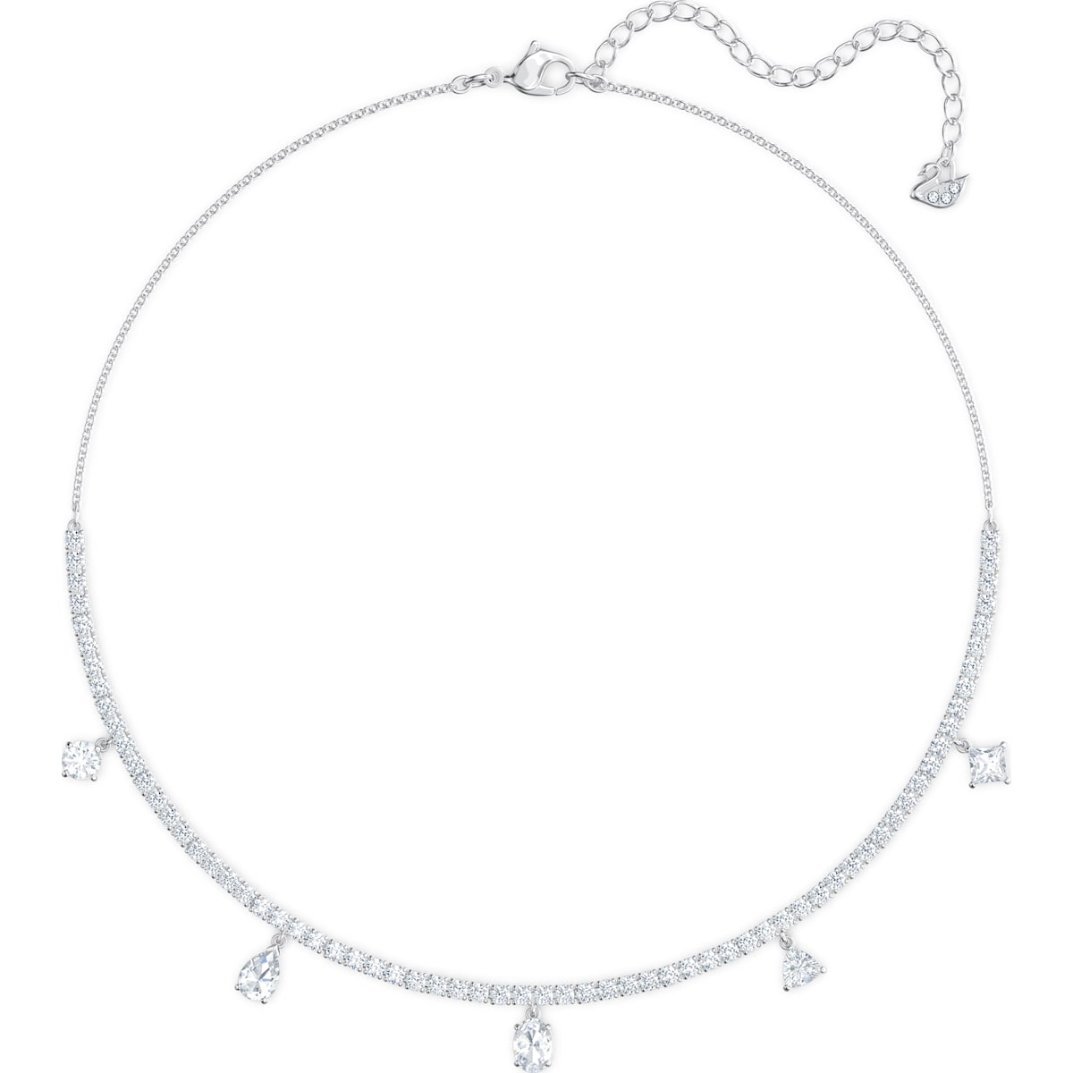 Swarovski - Tennis Deluxe Halsband, Kristalle in einem Mix aus Schliffen, Weiss, Rhodiniert - CRYSTAL UNTERBERGER