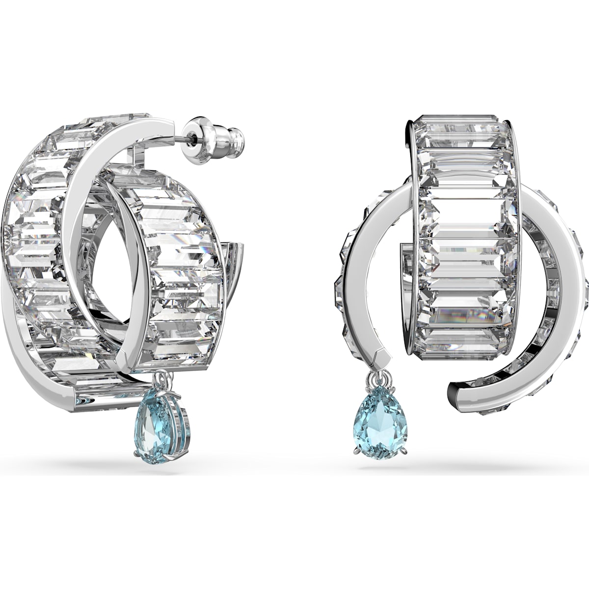 Swarovski - Matrix Ohrringe, Blau, Rhodiniert - CRYSTAL UNTERBERGER