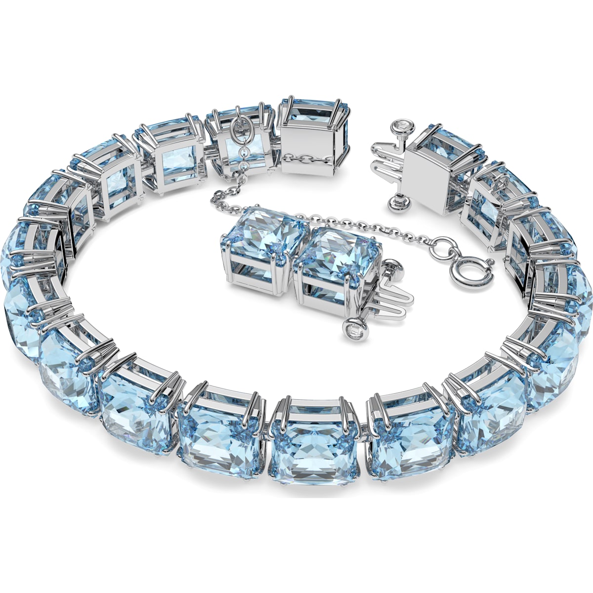 Swarovski - Millenia Armband, Kristalle im Quadrat-Schliff, Blau, Rhodiniert - CRYSTAL UNTERBERGER