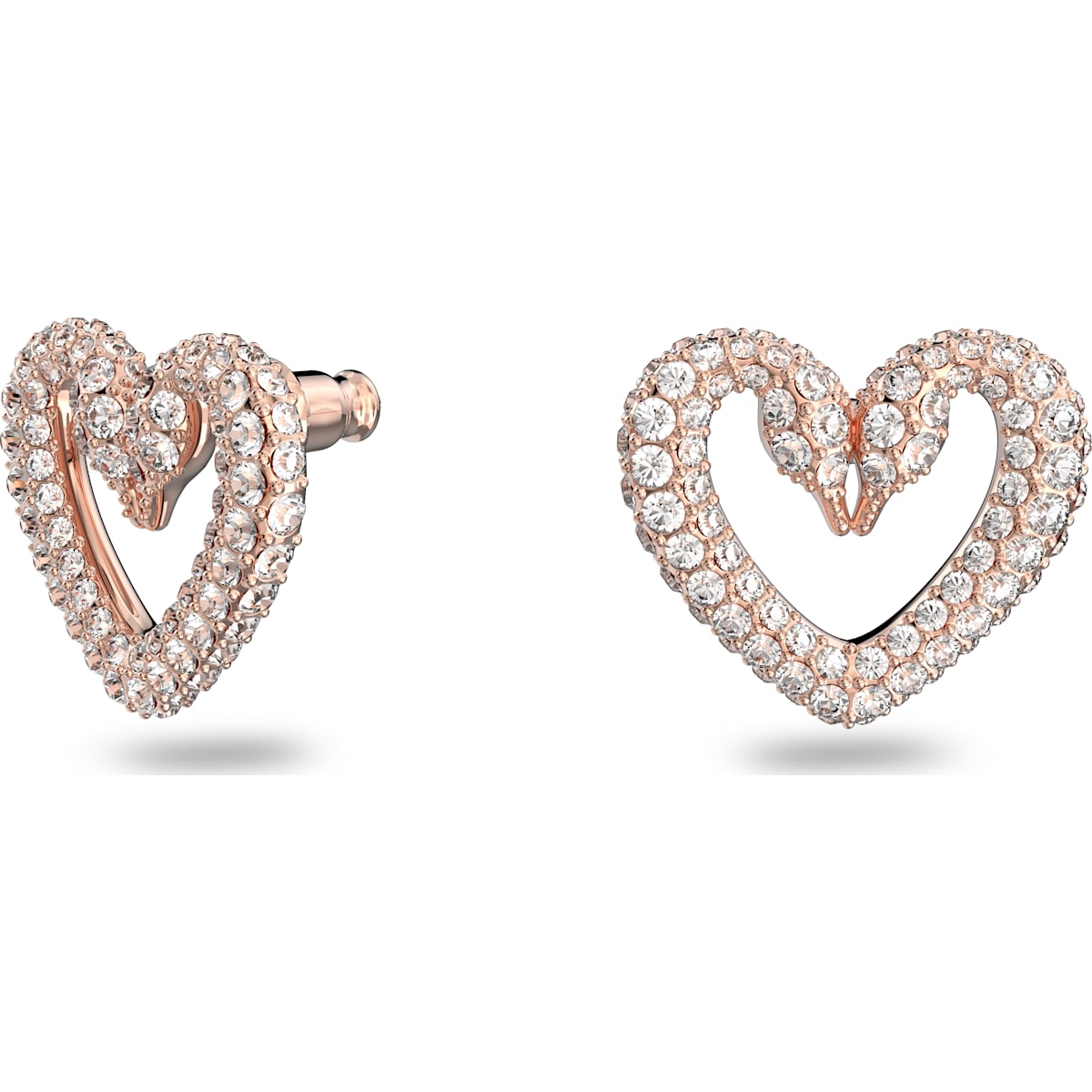 Swarovski - Una Ohrstecker, Herz, Klein, Weiß, Rosegold-Legierungsschicht - CRYSTAL UNTERBERGER