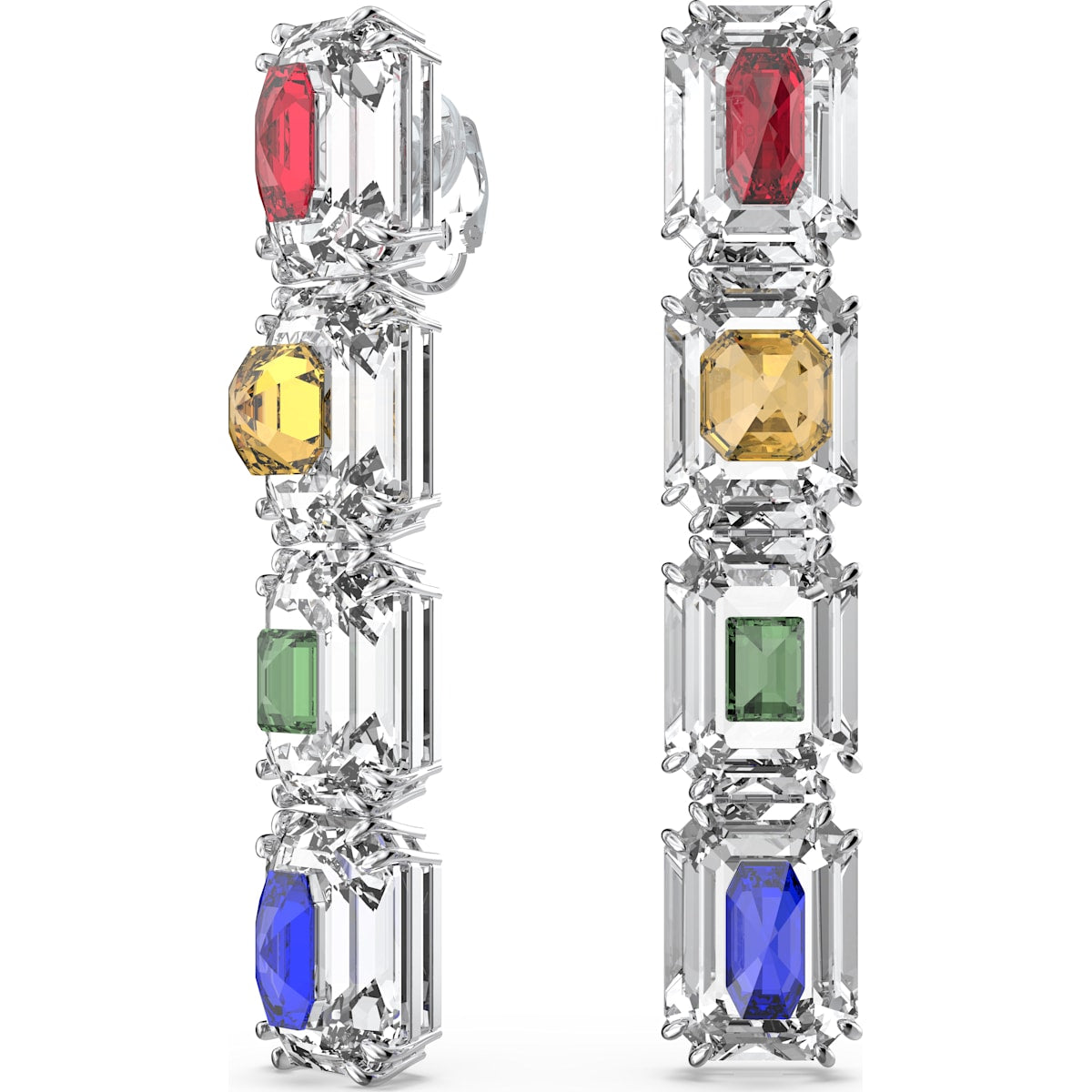 Swarovski - Chroma Ohrclips, Übergroße Kristalle, Mehrfarbig, Rhodiniert - CRYSTAL UNTERBERGER
