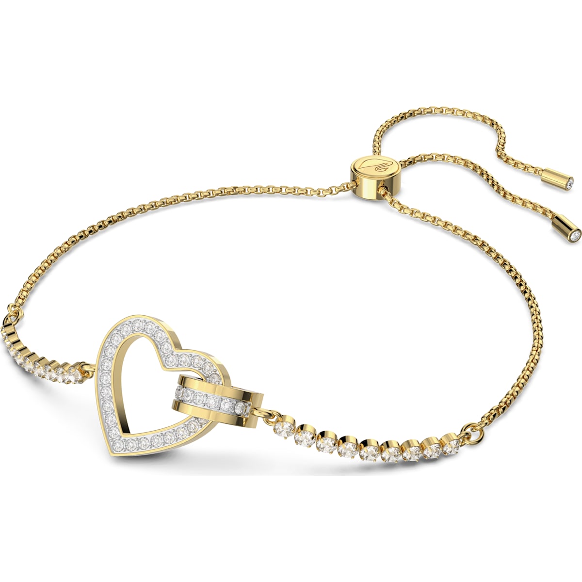Swarovski - Lovely Armband, Herz, Weiß, Goldlegierungsschicht - CRYSTAL UNTERBERGER