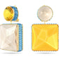 Swarovski - Orbita Ohrringe, Asymmetrisch, Kristall im Quadrat-Schliff, Mehrfarbig, Goldlegierungsschicht - CRYSTAL UNTERBERGER