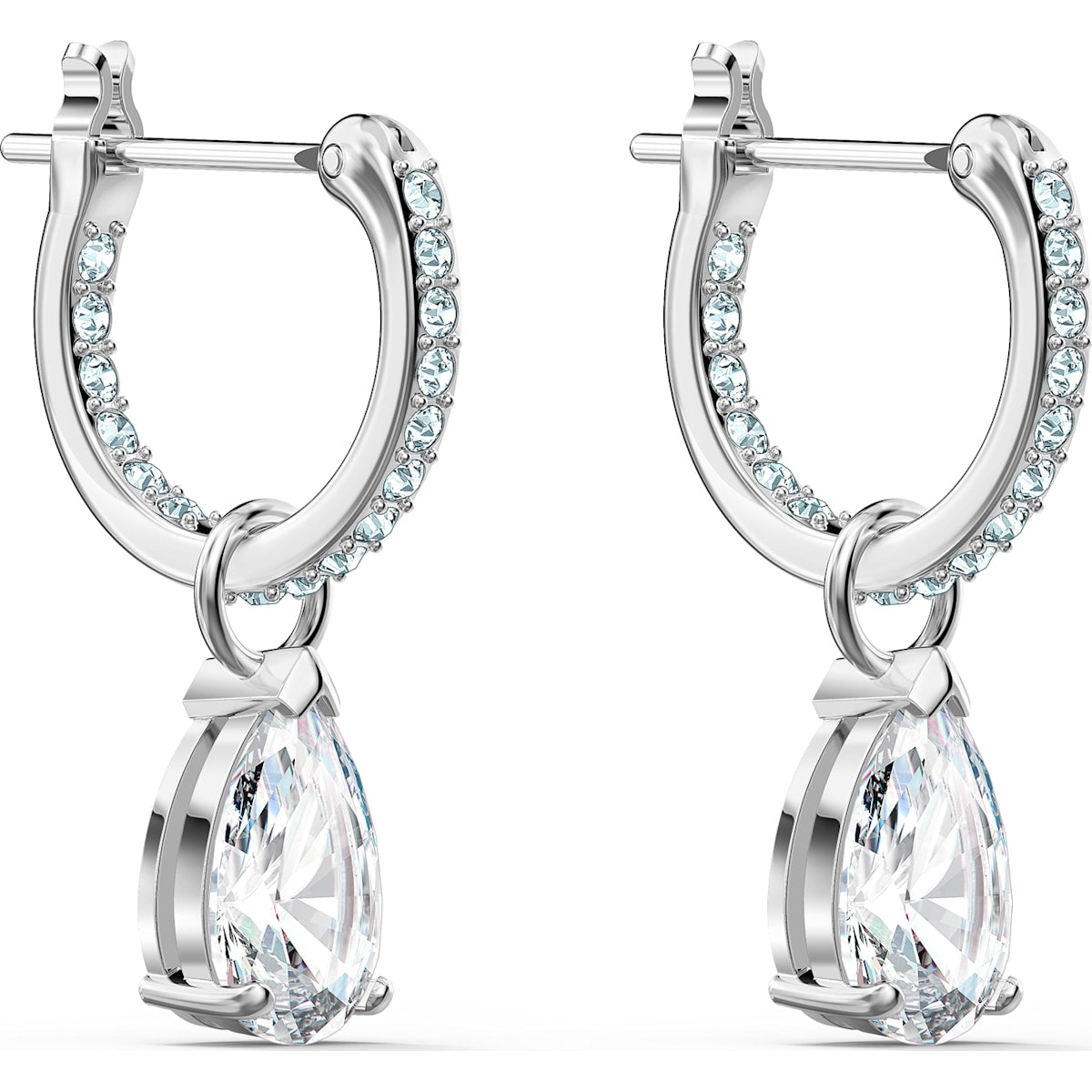 Swarovski - Attract Kreolen, Kristall im Tropfenschliff, Weiß, Rhodiniert - CRYSTAL UNTERBERGER