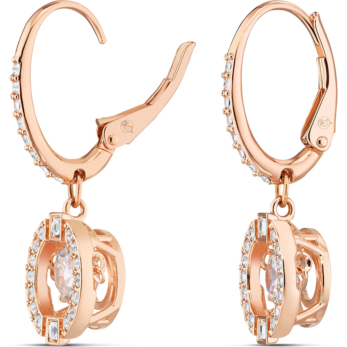 Swarovski - Swarovski Sparkling Dance Ohrringe, Rund, Weiss, Rosegold-Legierungsschicht - CRYSTAL UNTERBERGER
