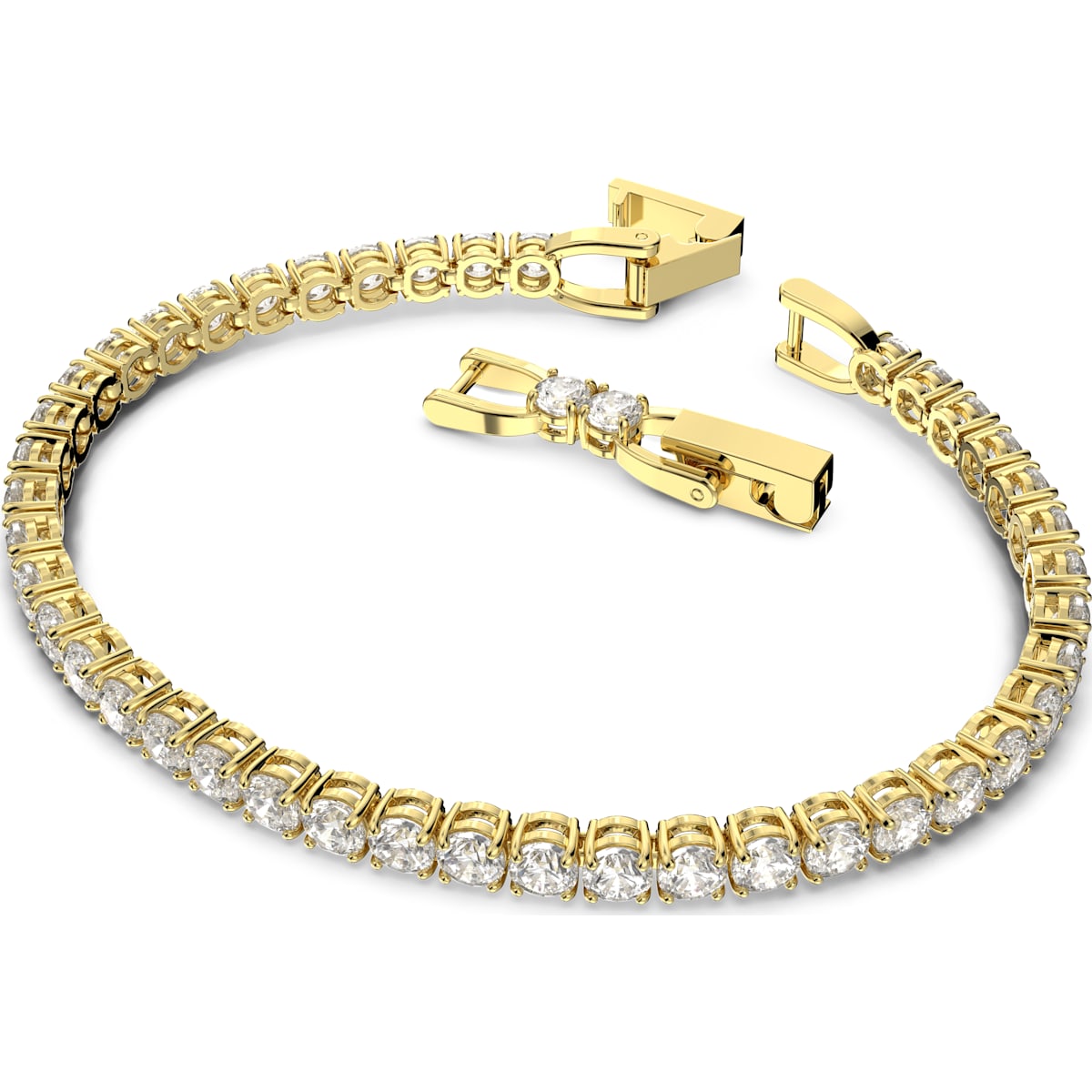 Swarovski - Tennis Deluxe Armband, Rund, Weiss, Goldlegierungsschicht - CRYSTAL UNTERBERGER
