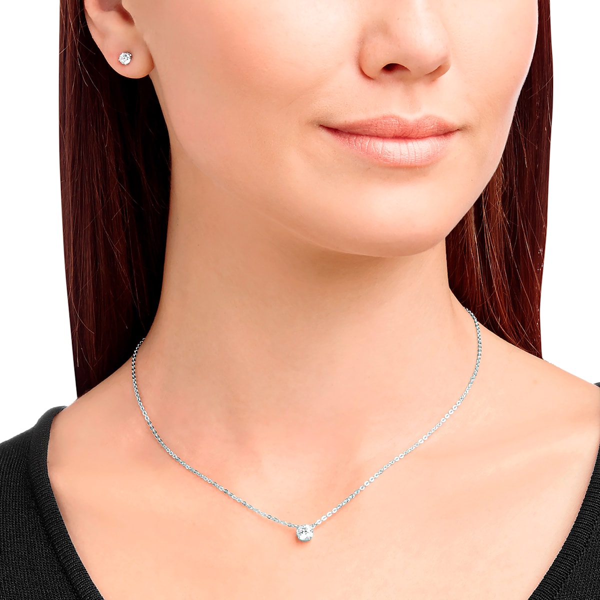 Swarovski - Attract Set, Rund, Weiss, Rhodiniert - CRYSTAL UNTERBERGER