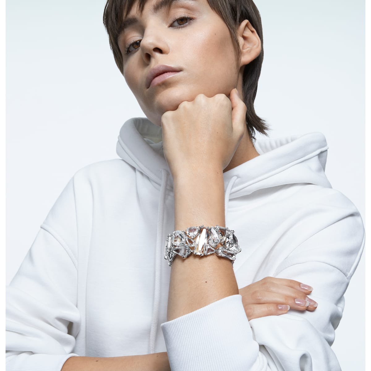 Swarovski - Mesmera Armband, Übergroße Kristalle, Weiss, Rhodiniert - CRYSTAL UNTERBERGER