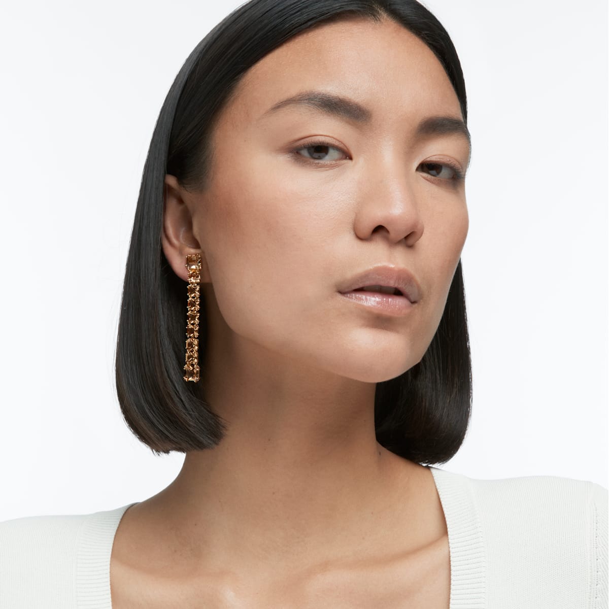 Swarovski - Millenia Ohrclips, Asymmetrisch, Gelb, Goldlegierungsschicht - CRYSTAL UNTERBERGER