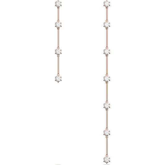 Swarovski - Constella Drop-Ohrhänger, Asymmetrisch, Weiß, Roségold-Legierungsschicht - CRYSTAL UNTERBERGER