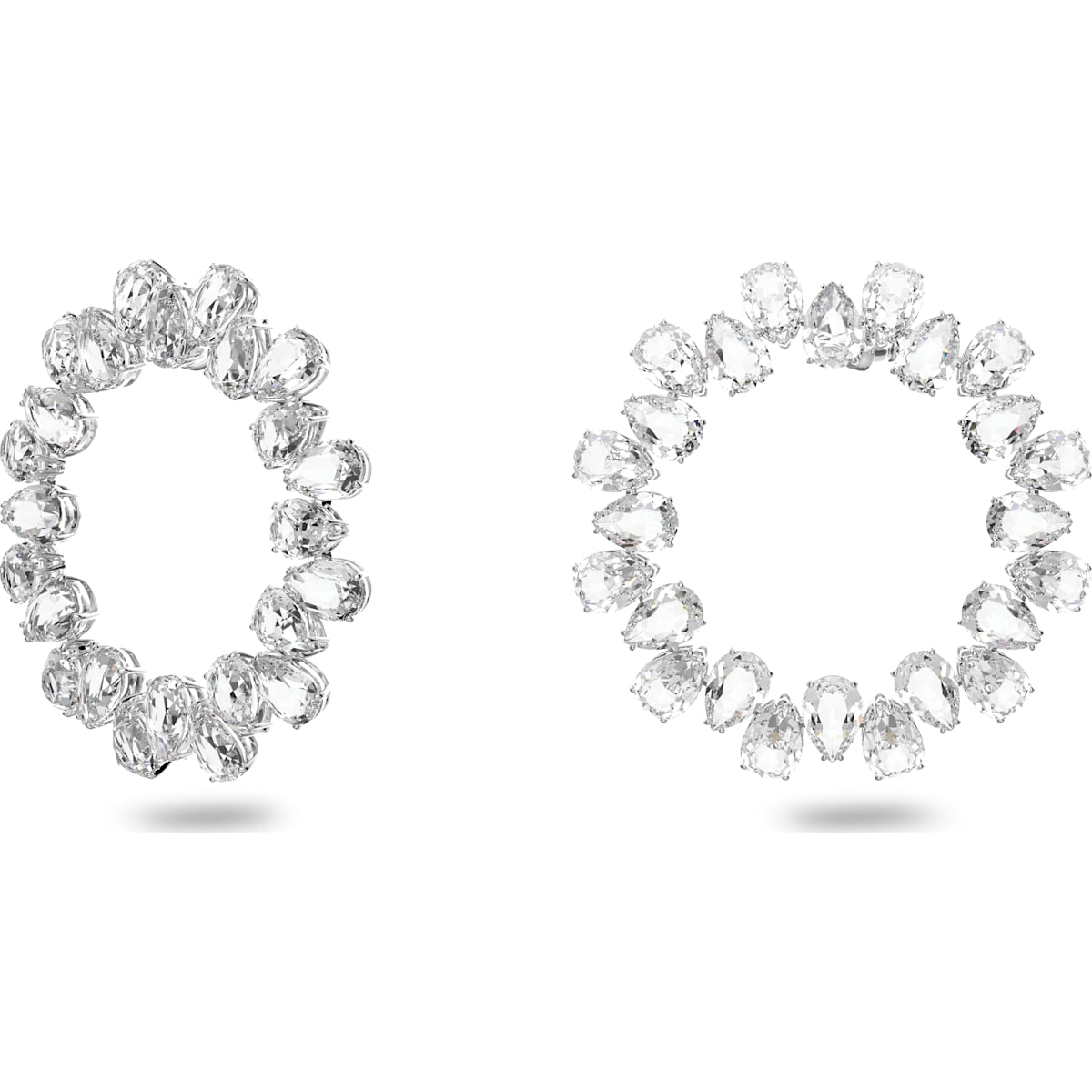 Swarovski - Millenia Ohrringe, Rund, Kristalle im Pear-Schliff, Groß, Weiß, Rhodiniert - CRYSTAL UNTERBERGER