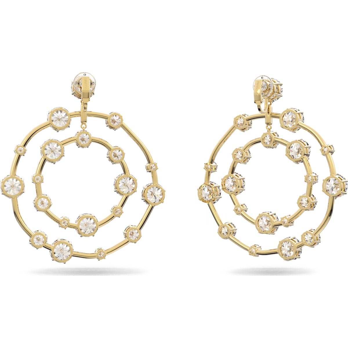 Swarovski - Constella Ohrclips, Rund, Weiss, Goldlegierungsschicht - CRYSTAL UNTERBERGER