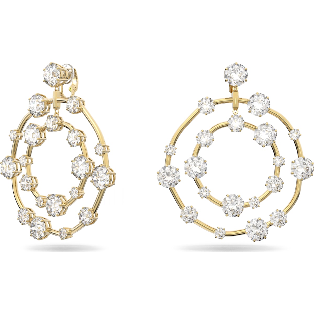 Swarovski - Constella Ohrclips, Rund, Weiss, Goldlegierungsschicht - CRYSTAL UNTERBERGER