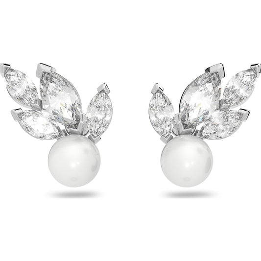 LOUISON PEARL:PE STUD CZWH/CRY/RHS