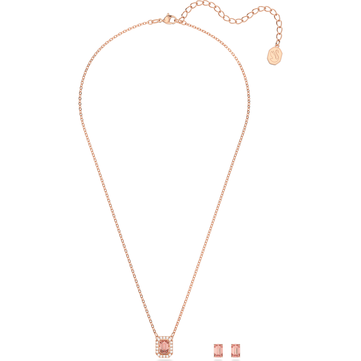 Swarovski - Millenia Set, Swarovski Zirkonia im Oktagon-Schliff, Rosa, Rosegold-Legierungsschicht - CRYSTAL UNTERBERGER