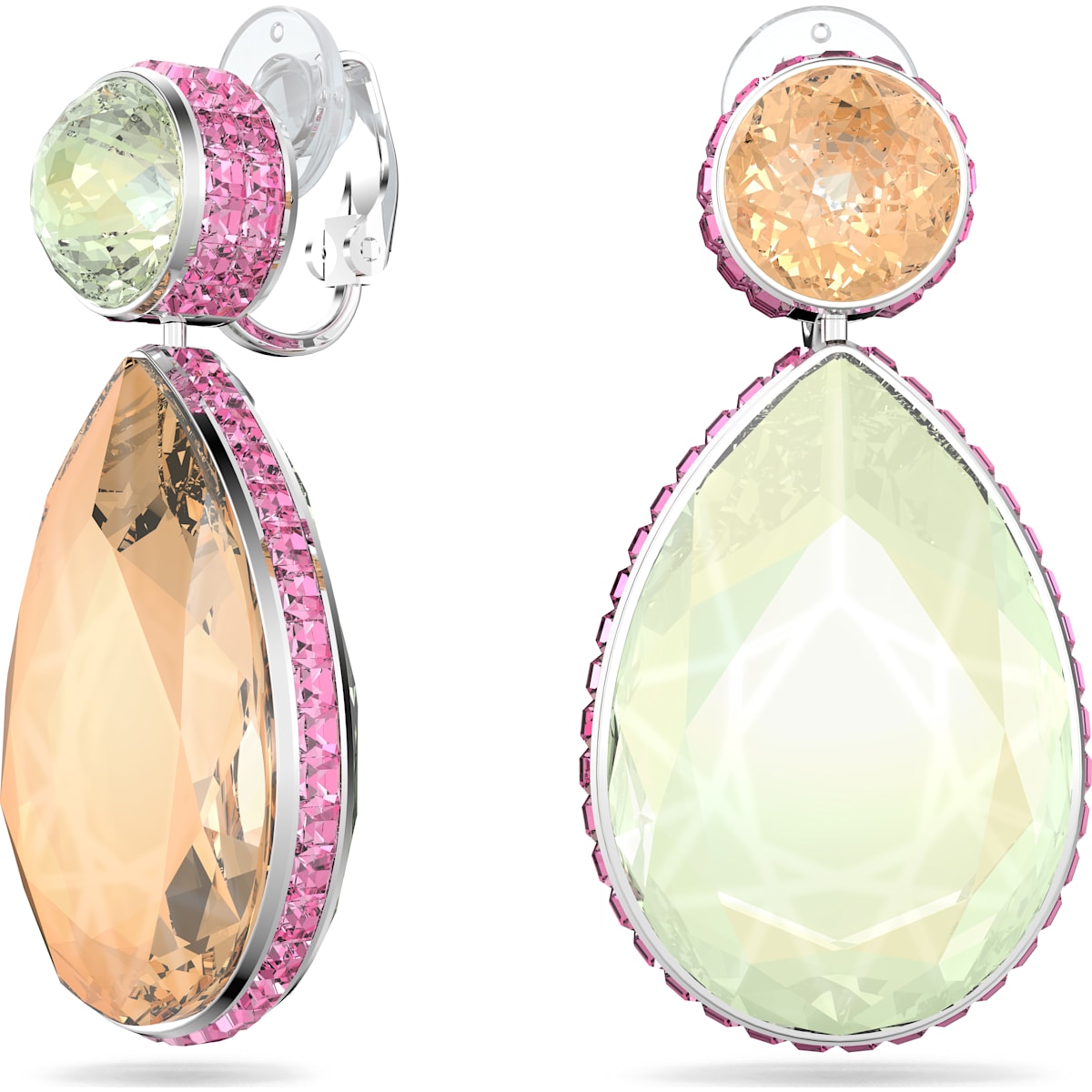 Swarovski - Orbita Ohrringe, Asymmetrisch, Kristall im Tropfenschliff, Mehrfarbig, Rhodiniert - CRYSTAL UNTERBERGER
