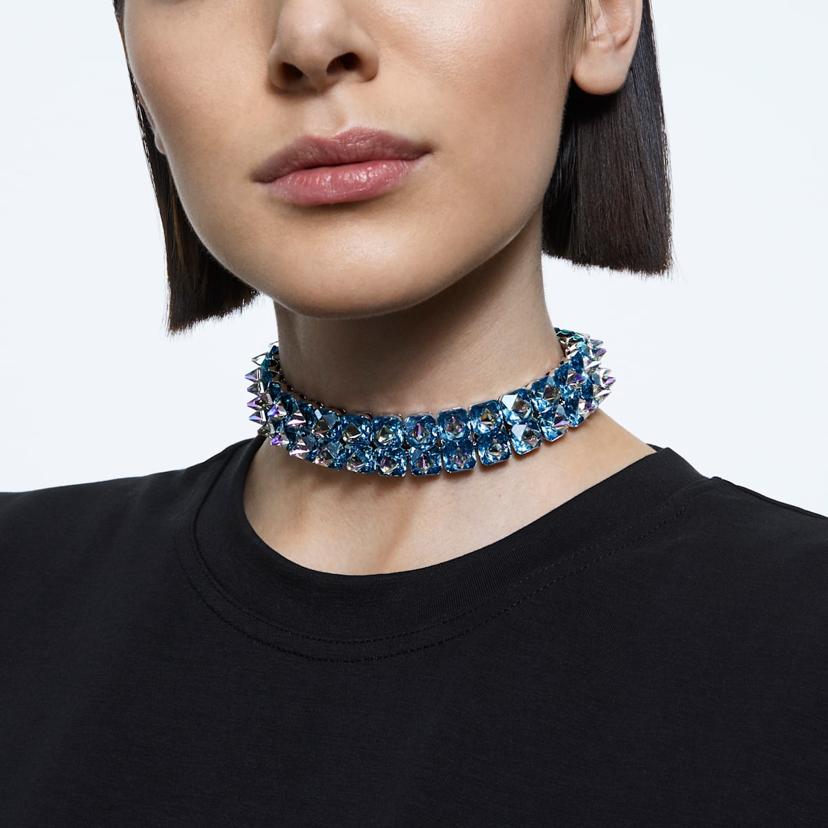 Swarovski - Chroma Halsband, Spike-Kristalle, Blau, Rhodiniert - CRYSTAL UNTERBERGER