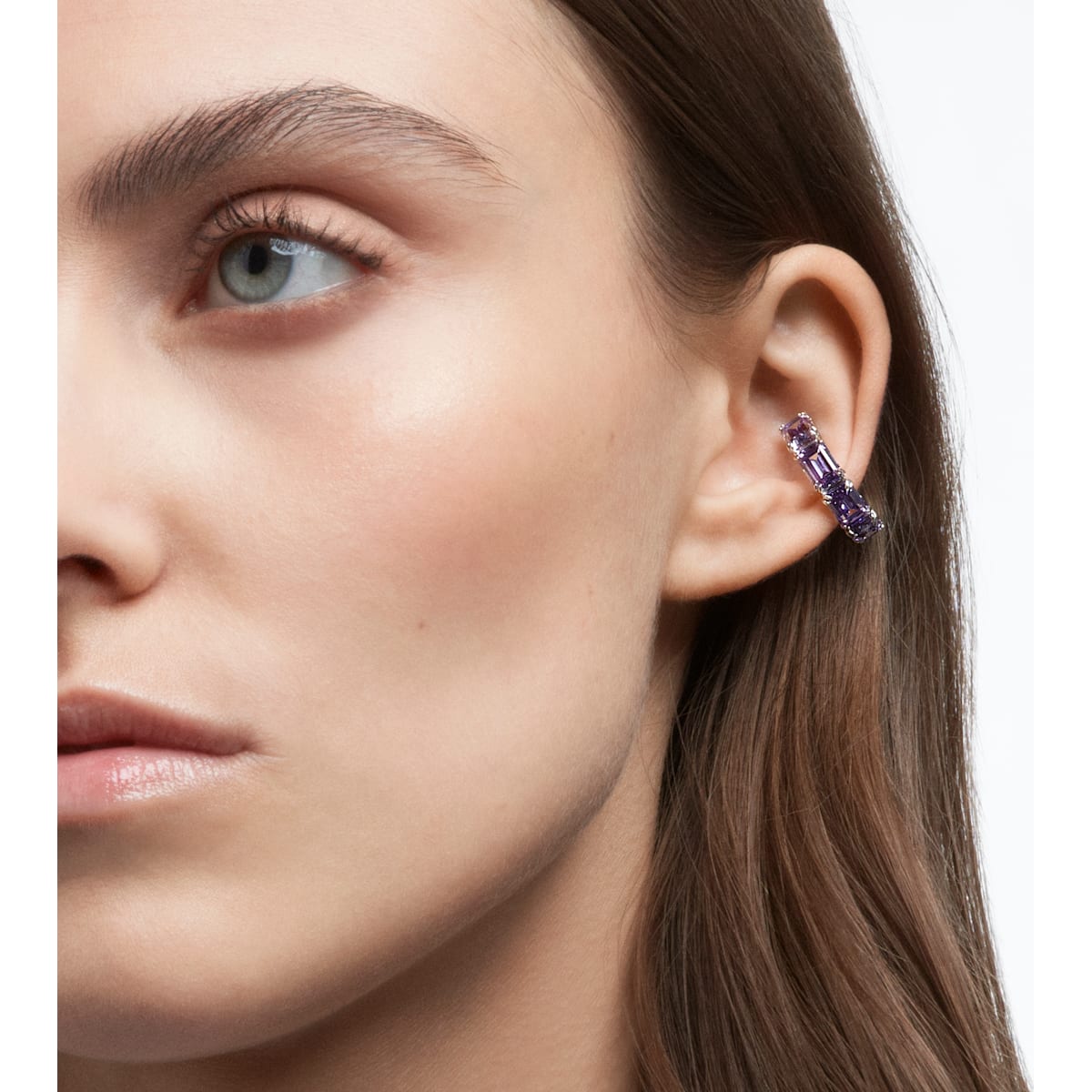 Swarovski - Millenia Ear Cuff, Swarovski Zirkonia im Oktagon-Schliff, Violett, Rhodiniert - CRYSTAL UNTERBERGER