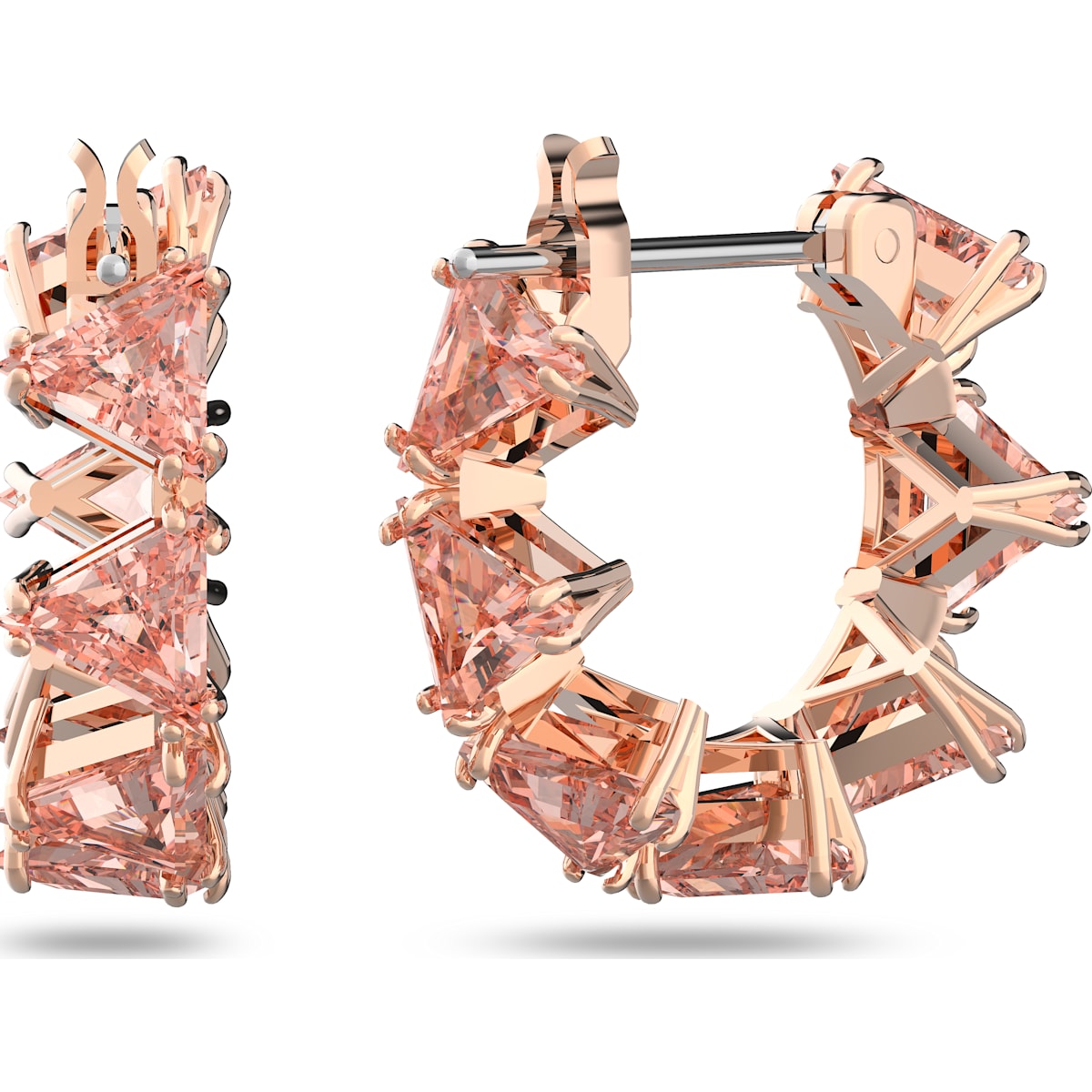 Swarovski - Millenia Kreolen, Dreieckiger Swarovski Zirkonia, Klein, Rosa, Rosegold-Legierungsschicht - CRYSTAL UNTERBERGER